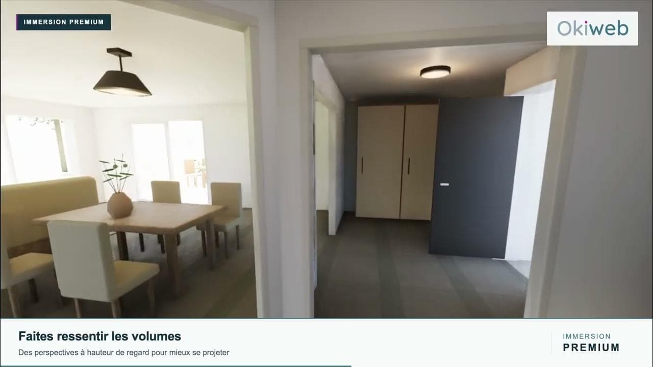 Immersion Premium Okiweb : vue depuis l’entrée vers le séjour et la salle à manger